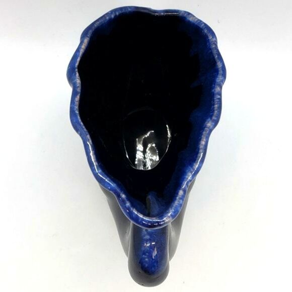 Small Vintage Blue Drip Glaze Art Pottery Swan Vase - Picture 7 of 10